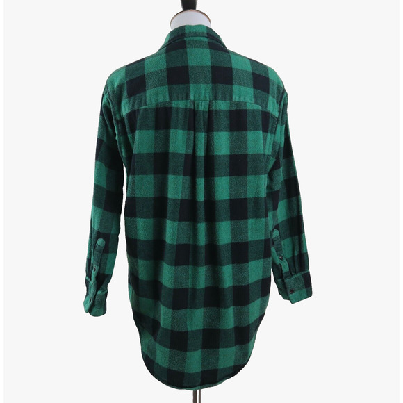 Madewell Size S Buffalo Check Flannel Shirt Plaid Green Black - Picture 4 of 10